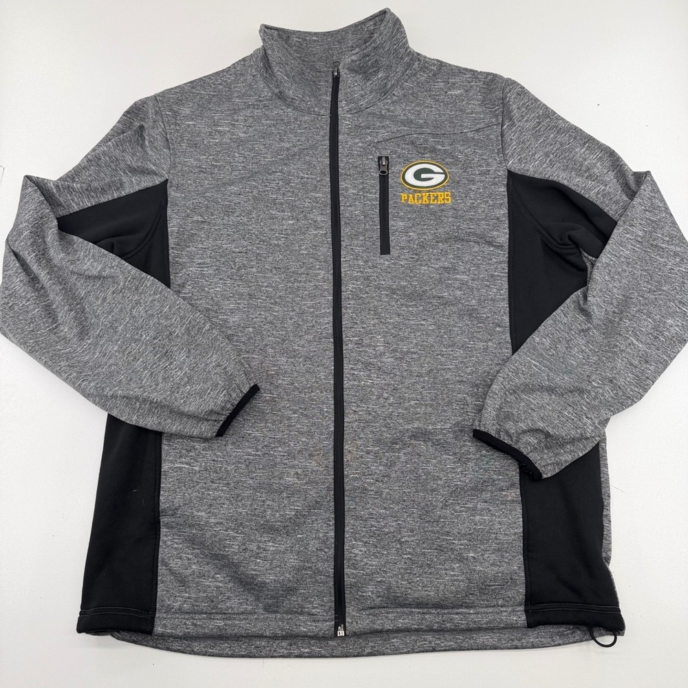 NFL Green Bay Packers Mens Jacket XL Gray Black Full Zip Fleece G-III Apparel